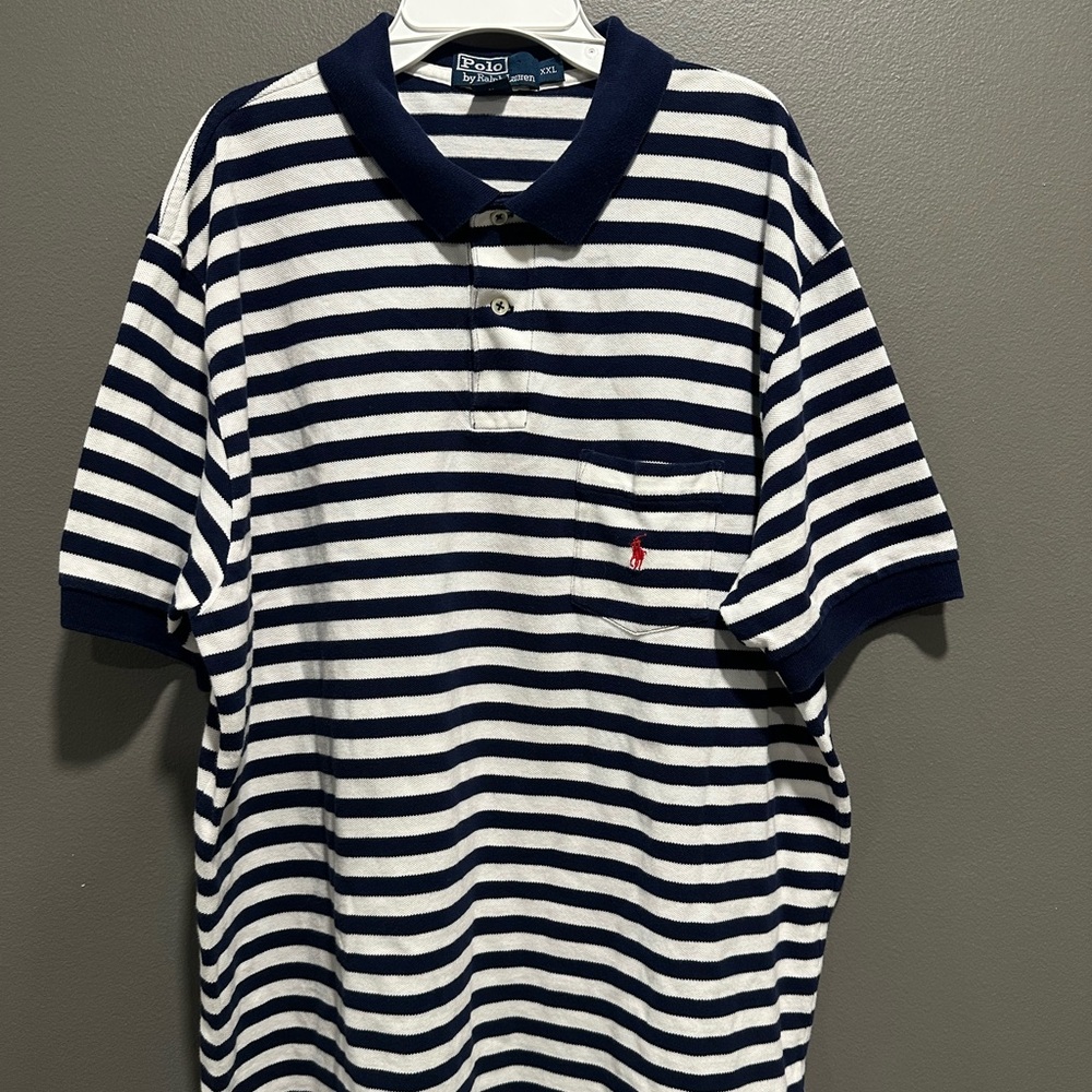 Vintage 90’s RALPH LAUREN POLO Mesh Striped Shirt with Pocket MEN’S XXL